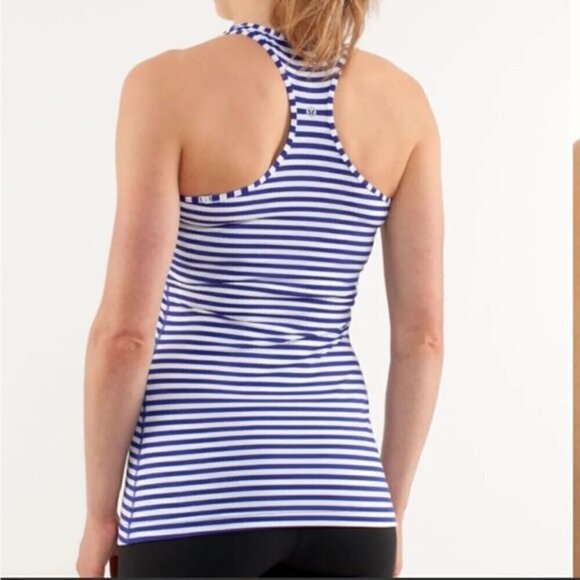 Lululemon STRIPED BLUE PURPLE COOL RACERBACK TANK TOP size 4 - Picture 2 of 7